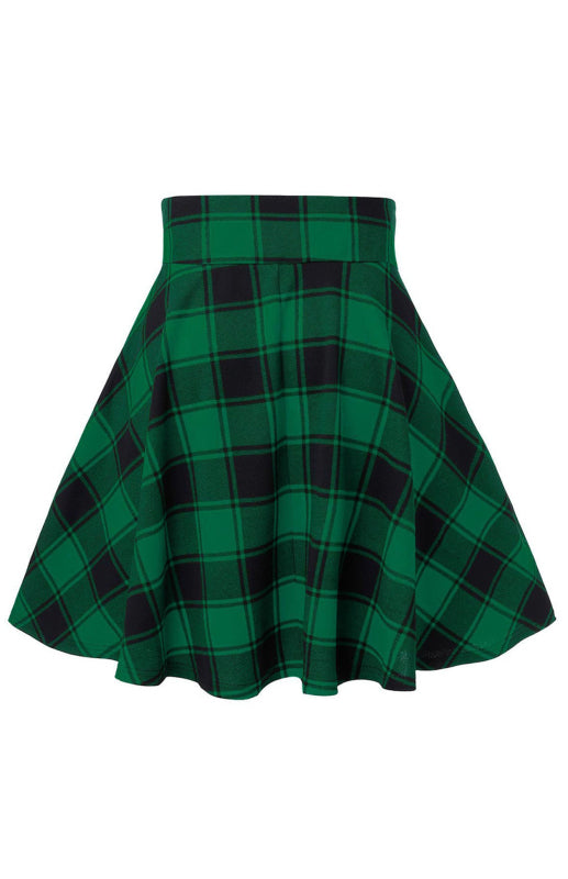 Ladies Casual Fashion A-Type Plaid Print Skirt