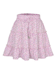 Ladies High Waist Ruffled Floral Printed A-Line Skirt