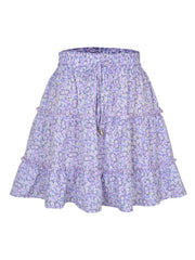 Ladies High Waist Ruffled Floral Printed A-Line Skirt