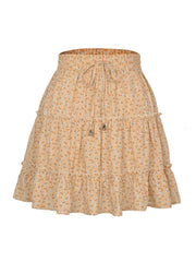 Ladies High Waist Ruffled Floral Printed A-Line Skirt