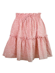 Ladies High Waist Ruffled Floral Printed A-Line Skirt