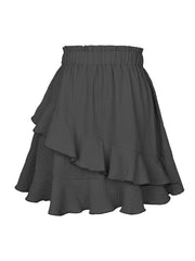 Women's Irregular solid color ruffle skirt