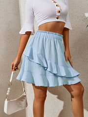 Women's Irregular solid color ruffle skirt