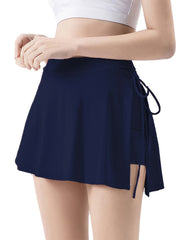 Sports yoga short skirt culottes half body quick-drying pocket skirt side slit strappy skirt