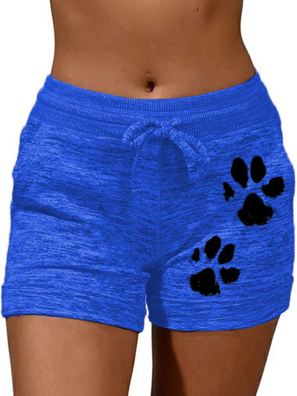 Women's printed bottoming quick-drying shorts yoga pants casual sports waist elastic shorts