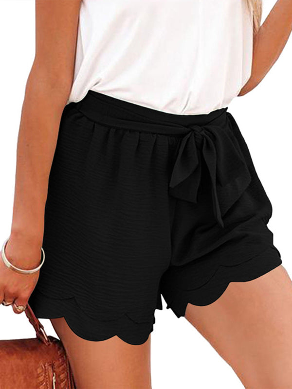 Women's Layered Petal Butterfly End Waist Lounge Short with Belt