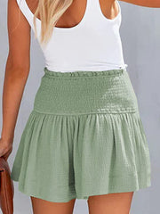 Women's Solid Color Pleated High Waist Wide Leg Shorts