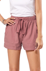 A-Line Lace-Up High-Waisted Wide Leg Shorts