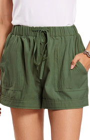 A-Line Lace-Up High-Waisted Wide Leg Shorts