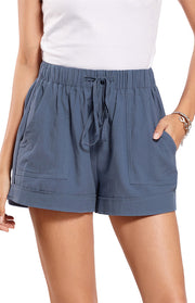 A-Line Lace-Up High-Waisted Wide Leg Shorts