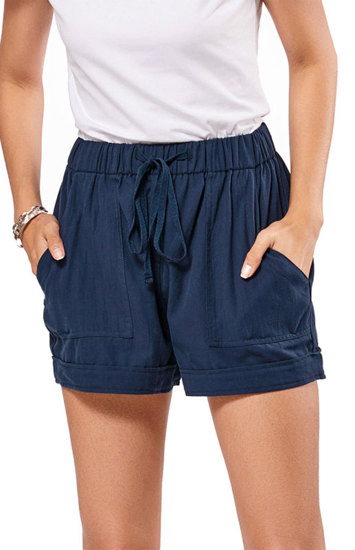 A-Line Lace-Up High-Waisted Wide Leg Shorts